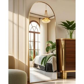 58"x18" Arched Full Length Mirror, Floor Mirror with Stand, Freestanding, Wall Mounted, Arched-Top Full Body Mirror for Bedroom, Dressing Room -Gold