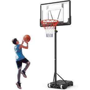 Portable Basketball Hoop Outdoor Indoor: 5-7FT Height Adjustable for Kids Basketball Hoop with 33 Inch Shatterproof Backboard and Stand Wheels, Ideal Basketball Goal for Kids Teenagers Youth Junior