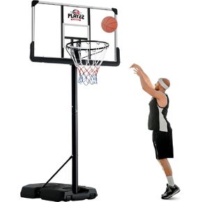 Portable Basketball Hoop 10 ft Adjustable - 44in Shatterproof Backboard - Basketball Goal System 8-10 ft Adjustable Basketball Hoop for Kids/Adults Indoor Outdoor Weatherproof Fillable Base