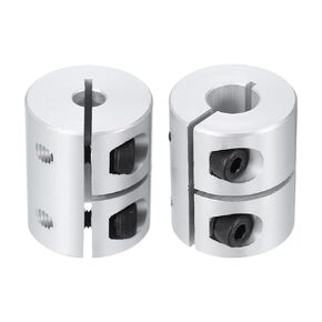 uxcell 2pcs Shaft Coupling 6.35mm to 10mm Aluminium Single Split Clamping Coupling, Rigid Stepper Motor Wheel Coupler Joint Connector for DIY Model, 3D Printers