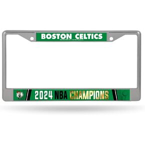 Rico Industries NBA Basketball Boston Celtics 2024 NBA Champions 12" x 6" Chrome Frame with Decal Inserts - Car/Truck/SUV Automobile Accessory