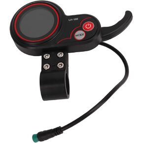 Electric Scooter LCD Display Meter, 22.2mm Electric Bike Thumb Throttle with LCD Display 5P Waterproof Connector Control Panel for 24V 36V 48V 60V