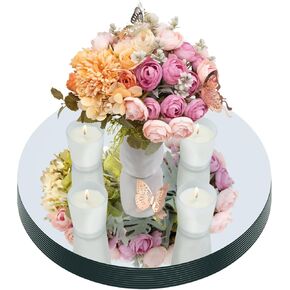 Round Acrylic Mirrors for Centerpieces 10 Inch Circle Mirror Candle Trays with Non-slip Pad 10 PCS 1.6mm Wedding Centerpiece Table Decorations