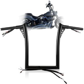 TIGERSGATE PRE-WIRED 14" Rise Diablo Ape Hangers 1 1/4" Fat Softail Mercenary Handlebars Kit for 2016-2017 Harley Fatboy and Breakout （Black）