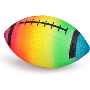 LovesTown Practice Football, Rainbow Football Neon Colored Inflatable Rubber Football 8.5 inch for Kids