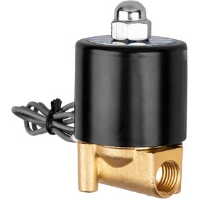 Brass Electric Solenoid Valve, 1/4" Solenoid Valve 12V Normally Closed for Water Air Gas Fuel Oil