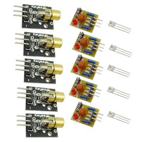 5PCS Laser Sensor Module Non-Modulator Tube Receiver Output High Level + 5PCS KY-008 650nm Laser Sensor Module
