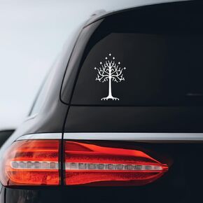 ملصق LOTR Tree of Gondor للكمبيوتر المحمول للسيارة مقاس 4 بوصة × 7 بوصة (أبيض)
