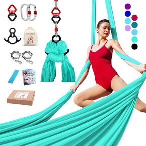 Aerial Silks Yoga Swing Set Equipment - 9 Yards Aerial Yoga Hammock kit, Low-stretch fabrics for Beginner Dance, Full Accessories