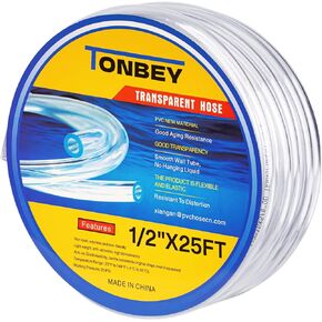 50 ft x 3/8" ID Clear Vinyl PVC Tubing, Flexible Plastic Tube, High Temp Pure Silicone Hose for Home Brewing, Beer Line, Kegerator, Wine Making, Aquaponics