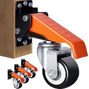 Ronlap Workbench Casters Kit 660 Lbs Capacity, 2.5" Heavy Duty Retractable Casters 4 Pack, Side Mounted Adjustable Table Stepdown Casters