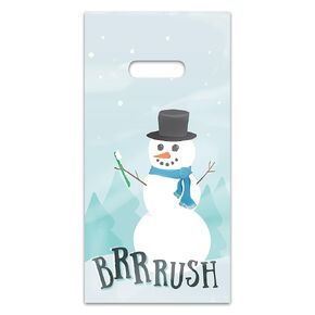 Winter Brushing Snowman Dental Giveaway Bags, Winter Holiday, Christmas Themed Bag, 6" x 12", 100 Pack
