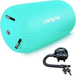 Inflatable Gymnastics Air Mat Tumble Track with Gymnastics Air Barrel - Inflatable Air Spot Tumbler Backbend Trainer Air Roller Tumbling Mat with Electric Pump