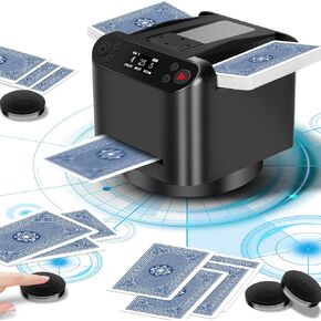 موزع بطاقات أوتوماتيكي وموزع بطاقات 2 في 1، 2 طابق مع جهاز تحكم لاسلكي يدور 360 درجة، هادئ للغاية، قابل لإعادة الشحن، يعمل مع UNO، بيتزا جبن الماعز تاكو كات، خمسة تيجان، صفقة مونوبولي، إلخ