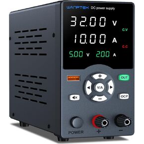 DC Power Supply Variable, Bench Power Supply with Precise Voltage & Current Button, Variable Power Supply with Output Button, USB Fast Charging Port, OCP Short Circuit Alarm (30V 5A Black)