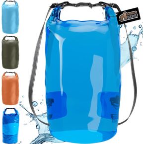 Gorilla Gear Heavy Duty 100% Waterproof IPX 6 Dry Bag, Tear and Puncture Resistant Bags for Kayaking Boating Hiking Camping Swimming Water Sports, Lightweight Outdoor Wet Storage Backpack, 10L, Black