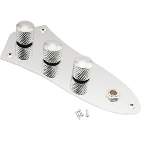 Musiclily Loaded J Bass Control Plate Pre-Wired Jazz Bass Control Plate with Wiring Harness for Jazz Bass Guitar Replacement, Chrome