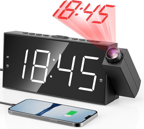 Mesqool Digital Projection Alarm Clock with Dual Alarms, 5 Levels Dimmer in Kuwait