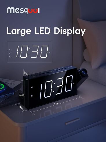 Mesqool Digital Projection Alarm Clock with Dual Alarms, 5 Levels Dimmer in Kuwait