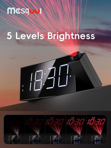 Mesqool Digital Projection Alarm Clock with Dual Alarms, 5 Levels Dimmer in Kuwait