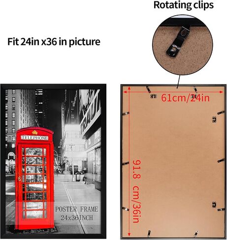 Lavezee 24x36 Poster Frame Black Display 24 x 36 Inch Photo Picture Frame for Wall, Pack of 1 in Saudi Arabia