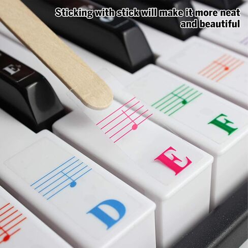 ملصقات لوحة مفاتيح البيانو من DERAYEE للمبتدئين، ملصقات ملاحظات للوحة مفاتيح البيانو قابلة للإزالة، ملصقات حروف موسيقية شفافة لمفاتيح 88/79/61/54/49/37 in Kuwait