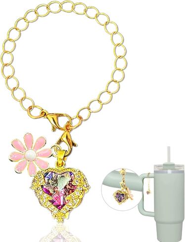 Charm Accessories for Stanley Cup - Heart of Ocean Ornaments Crystal Simple Modern Handle Decor for Tumbler Cups Mug Keychains Wallets Backpacks in Saudi Arabia