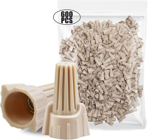 600 PCS Tan Wire Nuts,Winged Electrical Wire End Connectors Caps, Heavy Duty Easy Twist-On and Easy Screw On Type Ribbed Cap,Nuts 22-8 AWG,HS P12 Type Screw Terminals for Connect Electrical Wiring in Saudi Arabia