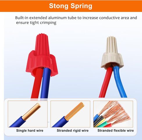 600 PCS Tan Wire Nuts,Winged Electrical Wire End Connectors Caps, Heavy Duty Easy Twist-On and Easy Screw On Type Ribbed Cap,Nuts 22-8 AWG,HS P12 Type Screw Terminals for Connect Electrical Wiring in Saudi Arabia