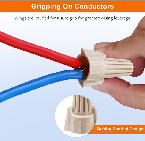 600 PCS Tan Wire Nuts,Winged Electrical Wire End Connectors Caps, Heavy Duty Easy Twist-On and Easy Screw On Type Ribbed Cap,Nuts 22-8 AWG,HS P12 Type Screw Terminals for Connect Electrical Wiring in Saudi Arabia