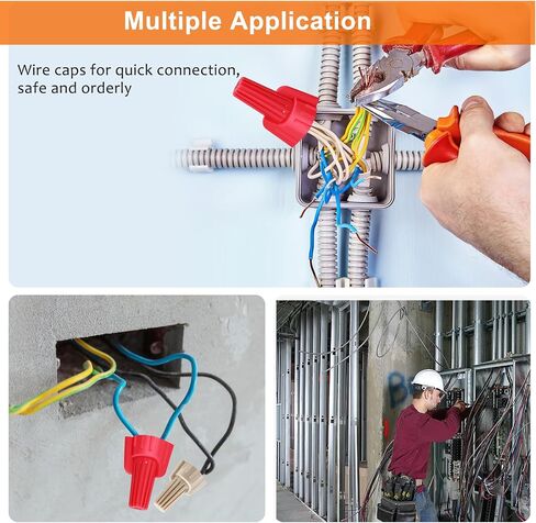 600 PCS Tan Wire Nuts,Winged Electrical Wire End Connectors Caps, Heavy Duty Easy Twist-On and Easy Screw On Type Ribbed Cap,Nuts 22-8 AWG,HS P12 Type Screw Terminals for Connect Electrical Wiring in Saudi Arabia