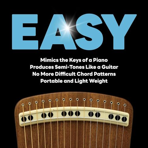 Guitar Harp | Hanago M28 [16 Strings but Playable 28 Notes] Single-Fret Fingerboard with Piano Array, Portable A4 Size, All Solid Wood(Mahogany) in Saudi Arabia