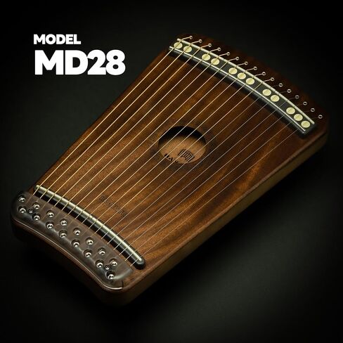 Guitar Harp | Hanago M28 [16 Strings but Playable 28 Notes] Single-Fret Fingerboard with Piano Array, Portable A4 Size, All Solid Wood(Mahogany) in Saudi Arabia