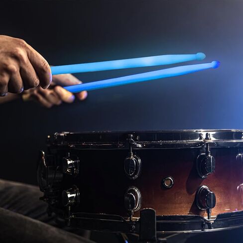 YOUEON 6 Pairs 5A Luminous Light up Drumsticks Glow in The Dark, 16 Inch Drum Sticks with Anti-slip Handle for Jazz, Folk, Rock Band, Small Venue and Acoustic Performance, Green & Blue in Kuwait