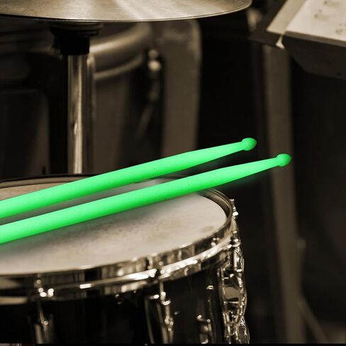 YOUEON 6 Pairs 5A Luminous Light up Drumsticks Glow in The Dark, 16 Inch Drum Sticks with Anti-slip Handle for Jazz, Folk, Rock Band, Small Venue and Acoustic Performance, Green & Blue in Kuwait