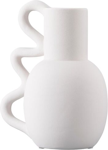 Navaris Sculptural Ceramic Vases for Flowers - White Modern Vase for for The Home and Office - Stylish Flower Vase for Modern Decor - 25cm/9.8 Inches High Vase in Saudi Arabia