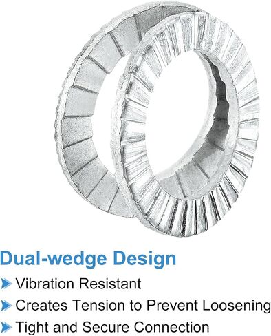 uxcell Wedge Locking Washers for M8 Bolts, 10pcs 304 Stainless Steel Washers Vibration Resistant Safety Washers in Saudi Arabia
