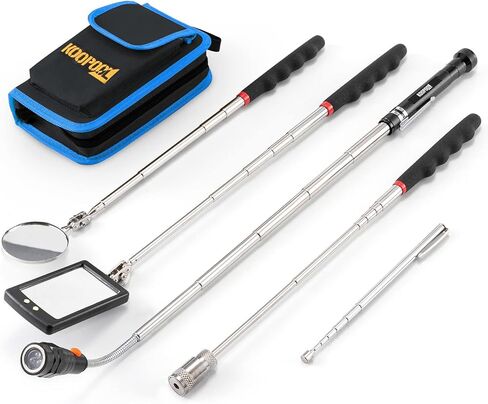 مجموعة أدوات الالتقاط المغناطيسية المتداخلة - مصباح يدوي مغناطيسي قابل للتمديد مع مرآة فحص، هدية للأب، هدايا أدوات رائعة، فكرة وهدايا عيد ميلاد للرجال، الصديق، الزوج، الأب، العامل الماهر، الميكانيكي in Kuwait