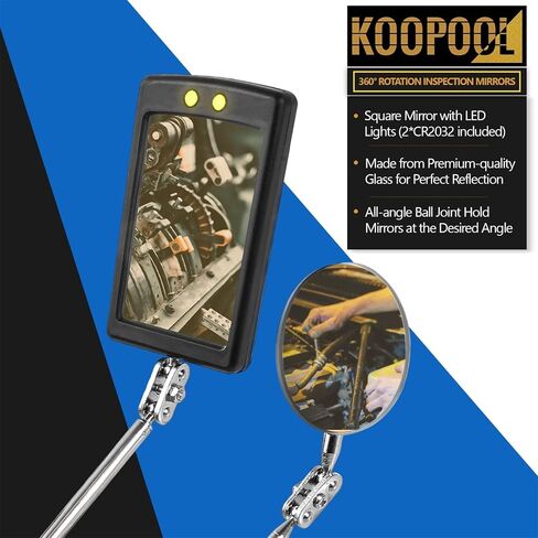 مجموعة أدوات الالتقاط المغناطيسية المتداخلة - مصباح يدوي مغناطيسي قابل للتمديد مع مرآة فحص، هدية للأب، هدايا أدوات رائعة، فكرة وهدايا عيد ميلاد للرجال، الصديق، الزوج، الأب، العامل الماهر، الميكانيكي in Kuwait