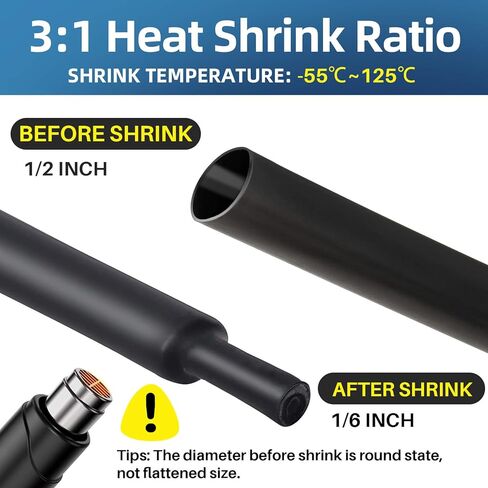 Heat Shrink Tubing 1/2 Inch - 3:1 Ratio Heat Shrink Sleeves Heavy Duty Marine Grade Heat Shrink Wire Cable Tubing Electrical Shrink Wrap Tubing Adhesive 10ft. in Saudi Arabia