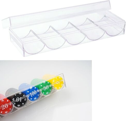 Clear Acrylic Poker chip Holders (with lids) - Holds 100 Chips Each (10) in Saudi Arabia