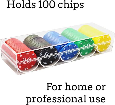 Clear Acrylic Poker chip Holders (with lids) - Holds 100 Chips Each (10) in Saudi Arabia
