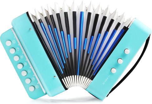 أكورديون، أكورديون تحكم بـ 10 مفاتيح، أداة للمبتدئين، مناسبة للمنزل والفصول الدراسية، اختيار هدية للأولاد والبنات فوق سن 3 سنوات (أزرق سماوي) in Kuwait