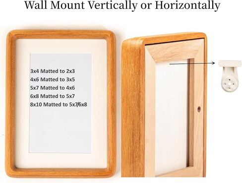 Picture-Photo-Frame-4x6 Natural-Wood-Glass Mat-Vertical-Horizontal Tabletop-Display-Wall-Mount - for Home Decor or Office Desk Family Mothers Day Gift(Teak,4x6 Matted to 3x5) in Saudi Arabia