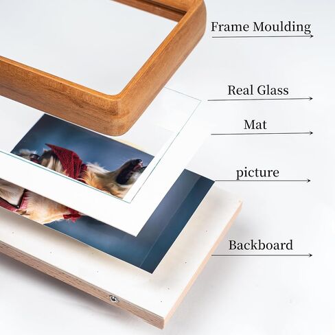 Picture-Photo-Frame-4x6 Natural-Wood-Glass Mat-Vertical-Horizontal Tabletop-Display-Wall-Mount - for Home Decor or Office Desk Family Mothers Day Gift(Teak,4x6 Matted to 3x5) in Saudi Arabia