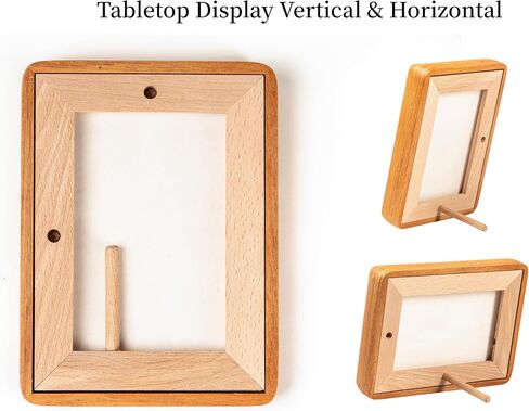 Picture-Photo-Frame-4x6 Natural-Wood-Glass Mat-Vertical-Horizontal Tabletop-Display-Wall-Mount - for Home Decor or Office Desk Family Mothers Day Gift(Teak,4x6 Matted to 3x5) in Saudi Arabia