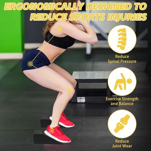 عبوتان من كتل إسفين القرفصاء بزاوية أعلى، منحدر القرفصاء المائل الاحترافي غير القابل للانزلاق، لوح تمديد مرتفع بكعب الساق، ينطبق على الرجال والنساء، واليوجا، والتوازن، والضغط، والبيلاتيس، واللياقة البدنية، وسهل التنظيف in Kuwait