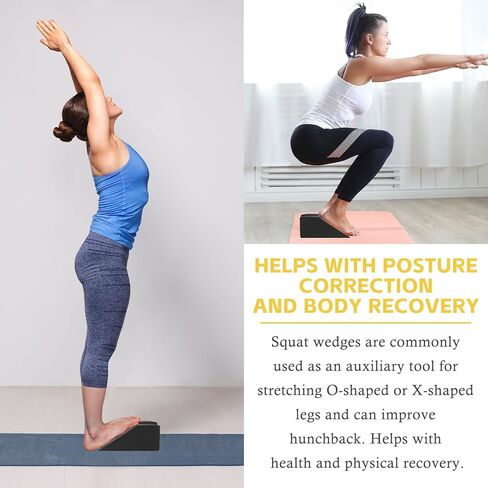 عبوتان من كتل إسفين القرفصاء بزاوية أعلى، منحدر القرفصاء المائل الاحترافي غير القابل للانزلاق، لوح تمديد مرتفع بكعب الساق، ينطبق على الرجال والنساء، واليوجا، والتوازن، والضغط، والبيلاتيس، واللياقة البدنية، وسهل التنظيف in Kuwait