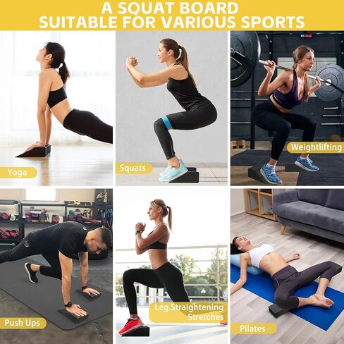 عبوتان من كتل إسفين القرفصاء بزاوية أعلى، منحدر القرفصاء المائل الاحترافي غير القابل للانزلاق، لوح تمديد مرتفع بكعب الساق، ينطبق على الرجال والنساء، واليوجا، والتوازن، والضغط، والبيلاتيس، واللياقة البدنية، وسهل التنظيف in Kuwait