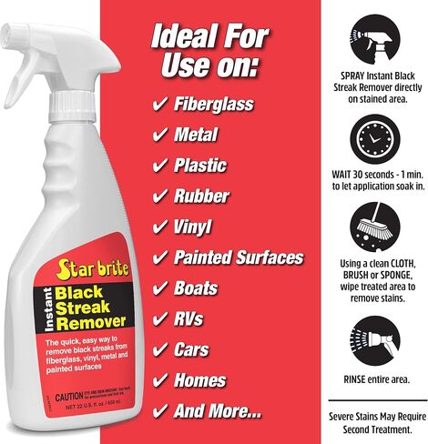 Star brite Instant Black Streak Remover - Dissolve Grease, Oil, Smoke & Exhaust Stains on Fiberglass, Vinyl, Metal, Plastic & Painted Surfaces - Spray On, Wipe Off in Saudi Arabia